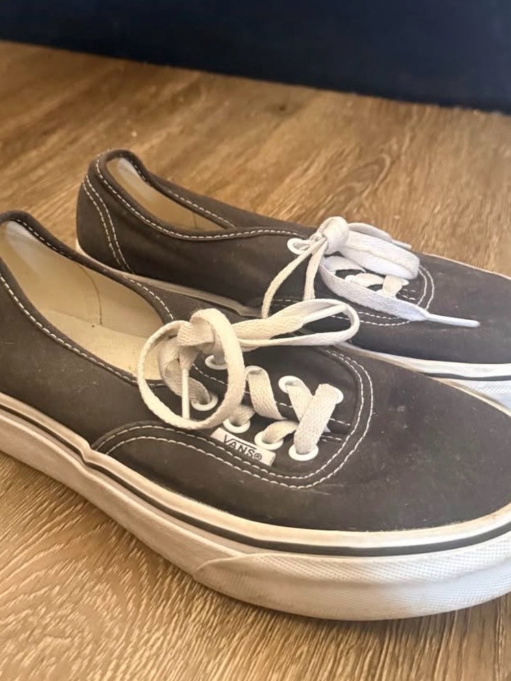 Vans Men's Low-Top Canvas Lace-Up Sneakers in Charcoal with White Accents